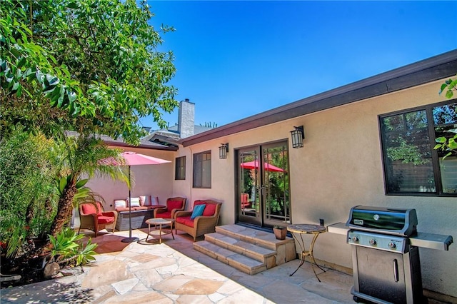 view of patio / terrace with outdoor lounge area and area for grilling