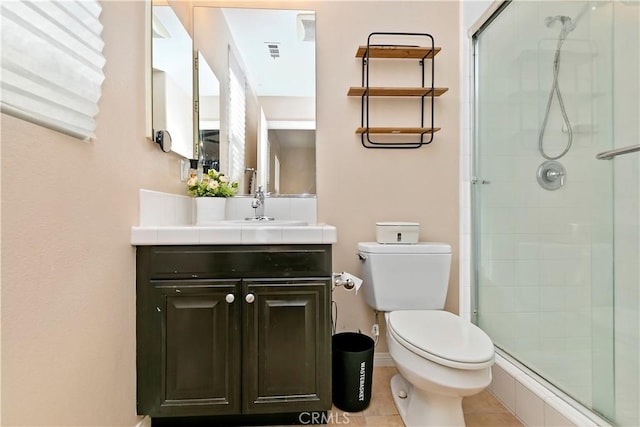 13744 Star Ruby Ave, Eastvale, CA 92880 - full bath featuring visible vents, vanity, toilet, and a shower stall