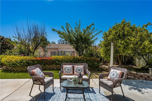 view of patio / terrace featuring an outdoor living space