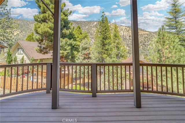 deck with a mountain view