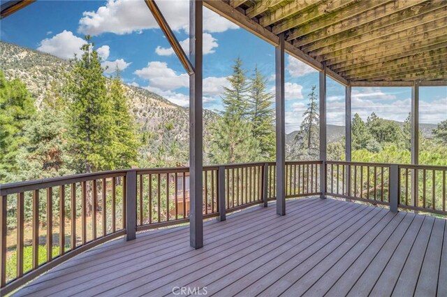 deck featuring a mountain view