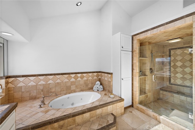 14 Belaire, Laguna Niguel, CA 92677 - bathroom featuring a whirlpool tub, a shower stall, recessed lighting, and visible vents