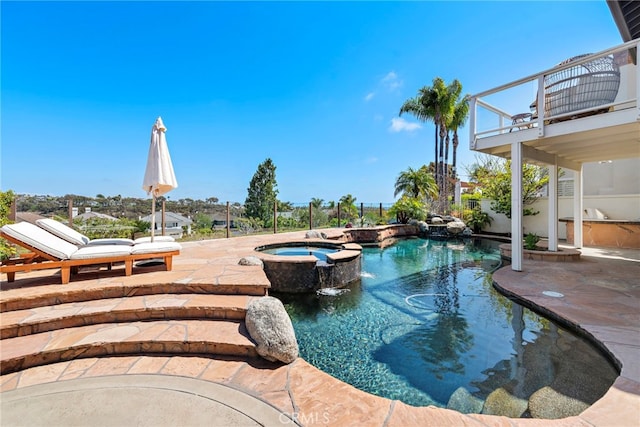 14 Belaire, Laguna Niguel, CA 92677 - view of swimming pool with a patio area, a pool with connected hot tub, and fence