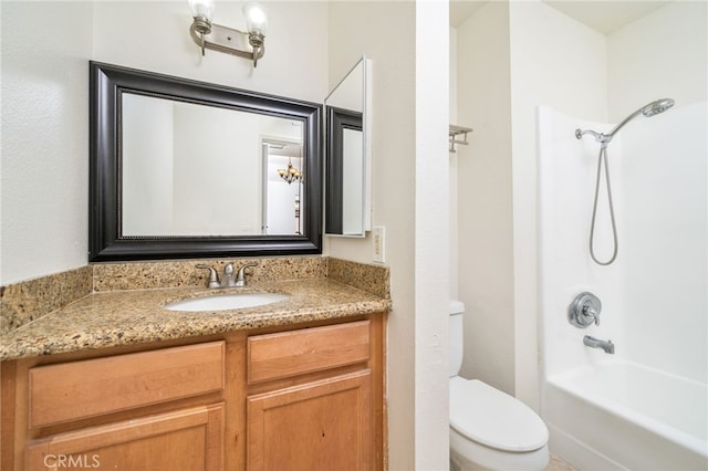 1303 Massachusetts Ave Unit 101, Riverside, CA 92507 - bathroom featuring toilet, vanity, and shower / bathtub combination
