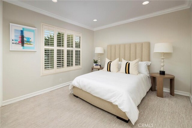 6304 E E W View Dr, Orange, CA 92869 - bedroom with baseboards, ornamental molding, recessed lighting, and carpet floors