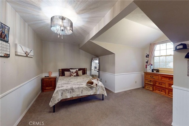 1473 Willow Rd, Nipomo, CA 93444 - bedroom with a chandelier, carpet, and lofted ceiling