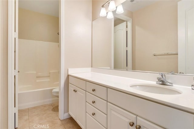 26121 Citron St, Loma Linda, CA 92354 - bathroom featuring tile patterned floors, shower / bathtub combination, vanity, and toilet