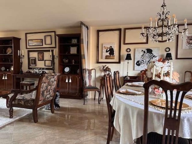 61 Paseo Esplendido, Camarillo, CA 93010 - dining space featuring marble finish floor and a notable chandelier