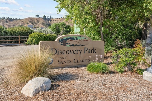27828 Spyglass Ln, Canyon Country, CA 91351 - community / neighborhood sign with fence and a mountain view