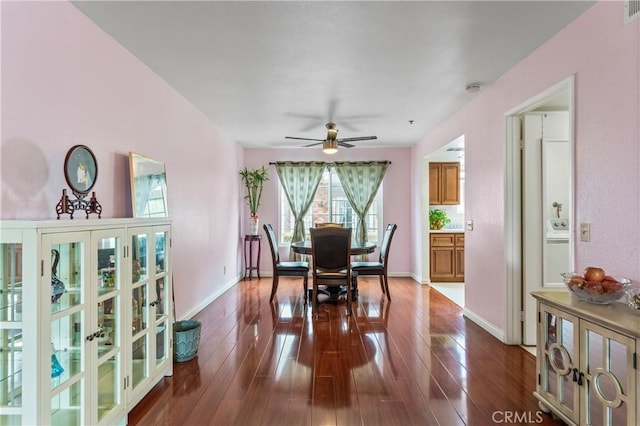 119 N Alhambra Ave Unit D, Monterey Park, CA 91755 - dining area with ceiling fan and dark wood finished floors