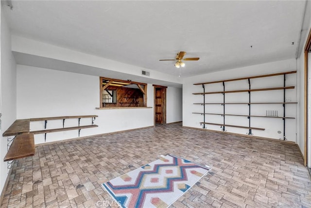 30062 Grandpoint Ln, Rancho Palos Verdes, CA 90275 - empty room with a ceiling fan and brick patterned floors