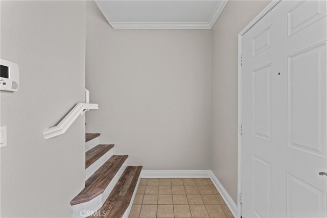 15427 Park Point Ave Unit 110, Lake Elsinore, CA 92532 - stairs with ornamental molding, baseboards, and tile patterned flooring