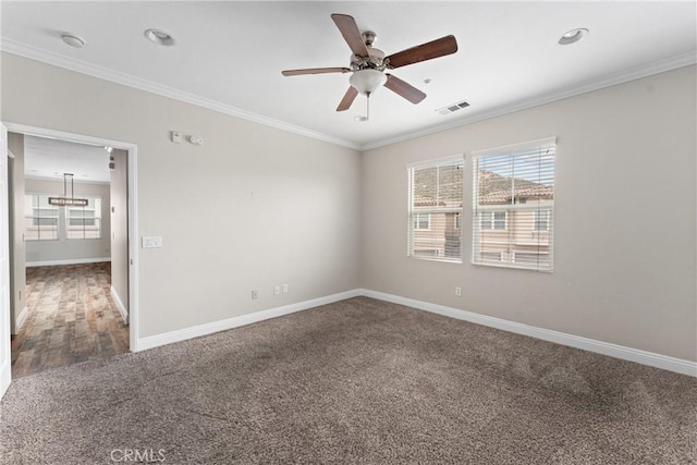 15427 Park Point Ave Unit 110, Lake Elsinore, CA 92532 - unfurnished room with plenty of natural light, ornamental molding, carpet, baseboards, and recessed lighting