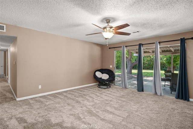 9137 Midway, Durham, CA 95938 - carpeted spare room featuring baseboards, ceiling fan, a textured ceiling, and visible vents