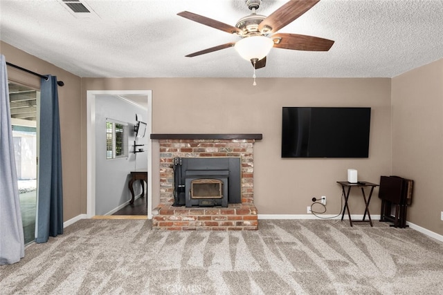 9137 Midway, Durham, CA 95938 - unfurnished living room featuring carpet floors, baseboards, a textured ceiling, and visible vents