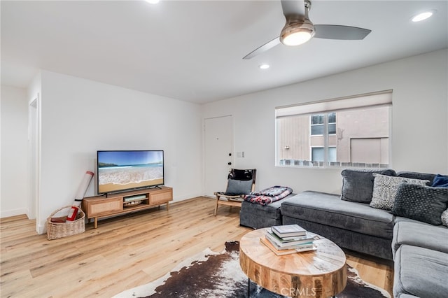 129 Avenida Rosa, San Clemente, CA 92672 - living area with recessed lighting, ceiling fan, and wood finished floors