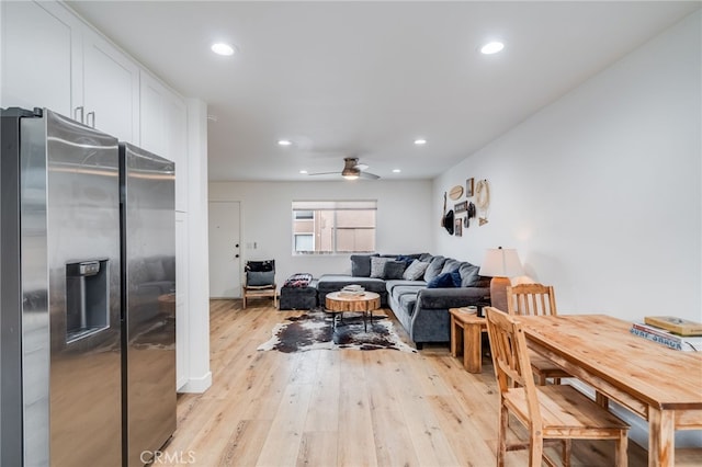 129 Avenida Rosa, San Clemente, CA 92672 - living area featuring recessed lighting, light wood finished floors, and ceiling fan