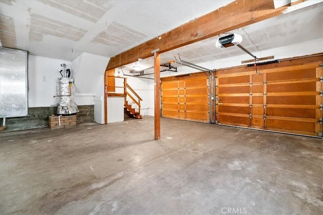 garage with a garage door opener