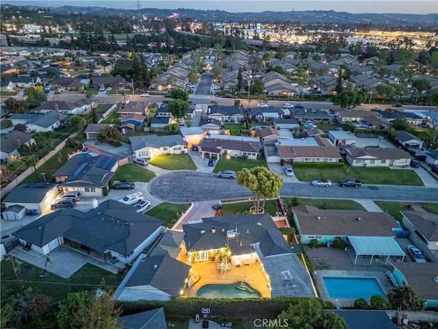 aerial view with a residential view