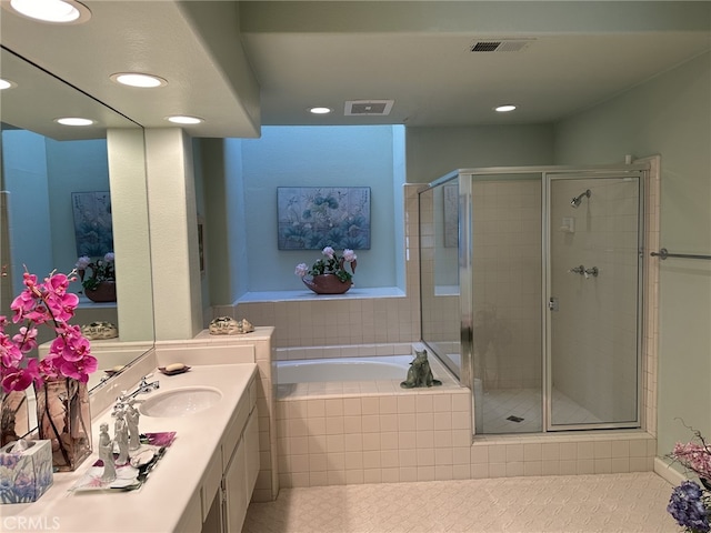 17 Marseille, Laguna Niguel, CA 92677 - full bathroom featuring tile patterned flooring, a shower stall, and visible vents