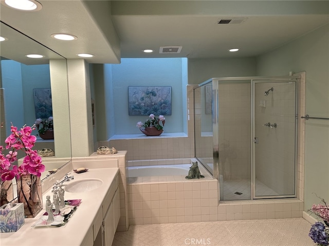 17 Marseille, Laguna Niguel, CA 92677 - bathroom with visible vents, a stall shower, and tile patterned floors