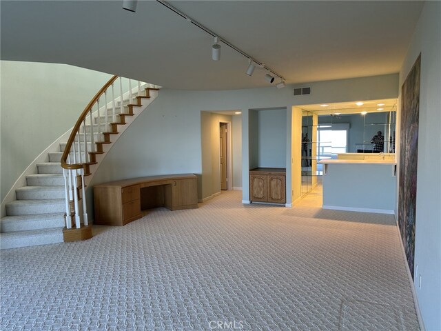 17 Marseille, Laguna Niguel, CA 92677 - interior space featuring track lighting, carpet floors, stairs, baseboards, and visible vents
