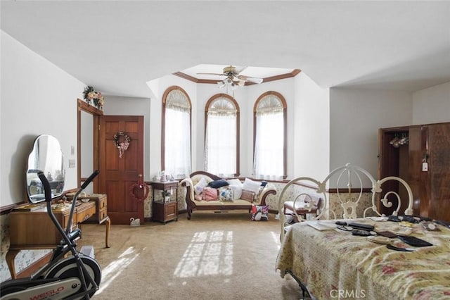 3716 Viader Dr, Modesto, CA 95356 - carpeted bedroom with a ceiling fan