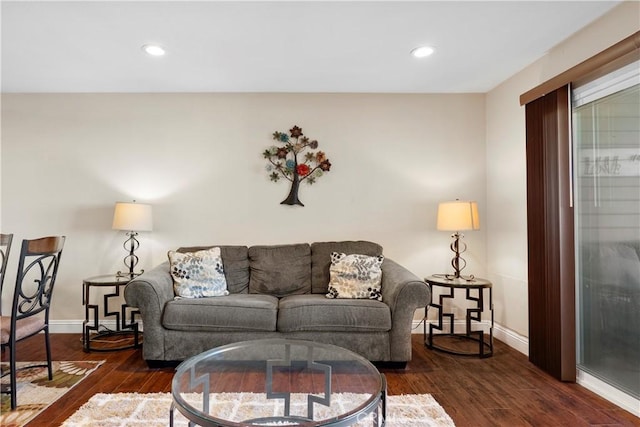 680 Grand Ave Unit 105, Long Beach, CA 90814 - living room featuring recessed lighting, baseboards, and wood finished floors