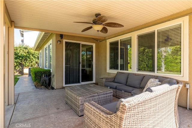 view of patio / terrace with a ceiling fan and an outdoor hangout area