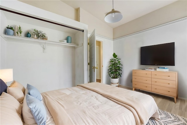 bedroom featuring light wood finished floors