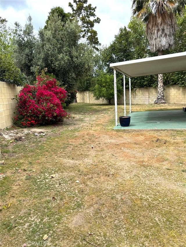 view of yard featuring a fenced backyard