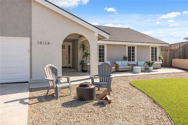 18128 Cari Ln, Yorba Linda, CA 92886 - view of patio featuring an outdoor living space and fence