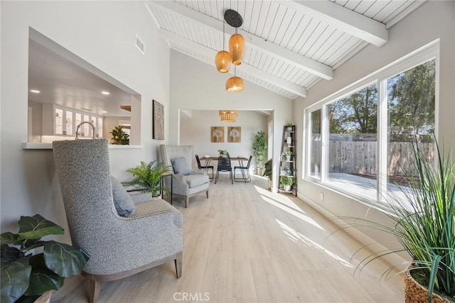 18128 Cari Ln, Yorba Linda, CA 92886 - sunroom / solarium with a wealth of natural light, a chandelier, beam ceiling, and visible vents
