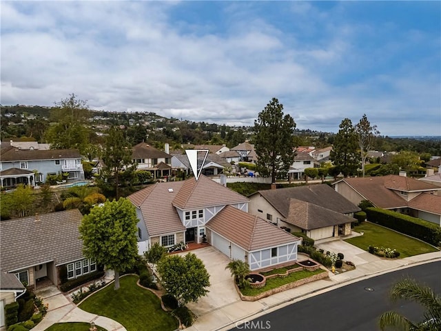 bird's eye view with a residential view