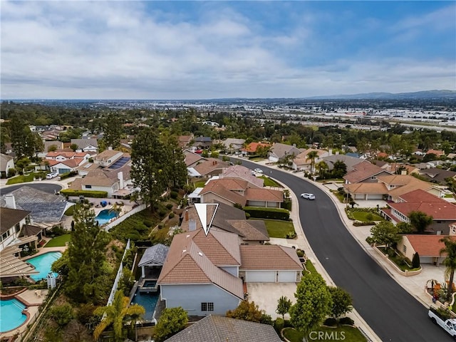 drone / aerial view with a residential view