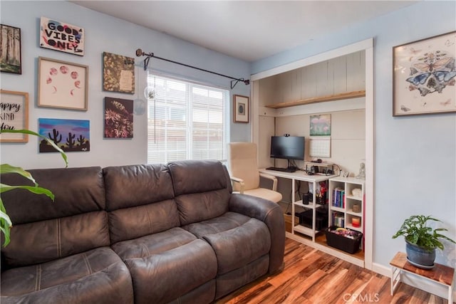 12022 W Redbank St, Sun Valley, CA 91352 - living area with wood finished floors and an office area
