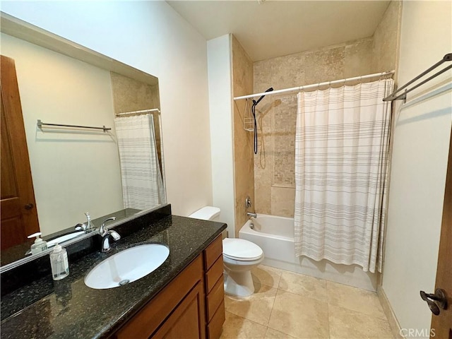 344 Triana Ln Unit 102, Avalon, CA 90704 - full bathroom with toilet, vanity, shower / tub combo with curtain, and tile patterned floors