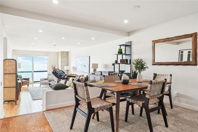 575 Esplanade Unit 205, Redondo Beach, CA 90277 - dining space featuring light wood-style floors and recessed lighting
