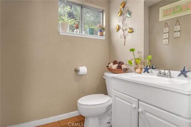 1925 Glenoaks Blvd, Unit San Fernando, CA 91340 - half bath featuring vanity, toilet, baseboards, and tile patterned floors