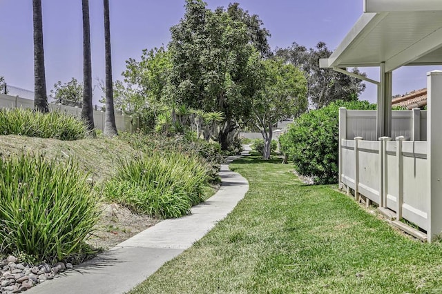 view of yard with fence