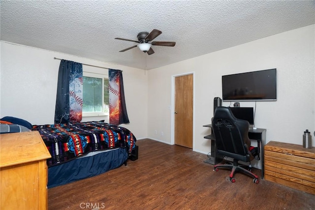 12623 Morning Star Rd, Apple Valley, CA 92308 - bedroom with a textured ceiling, ceiling fan, and wood finished floors
