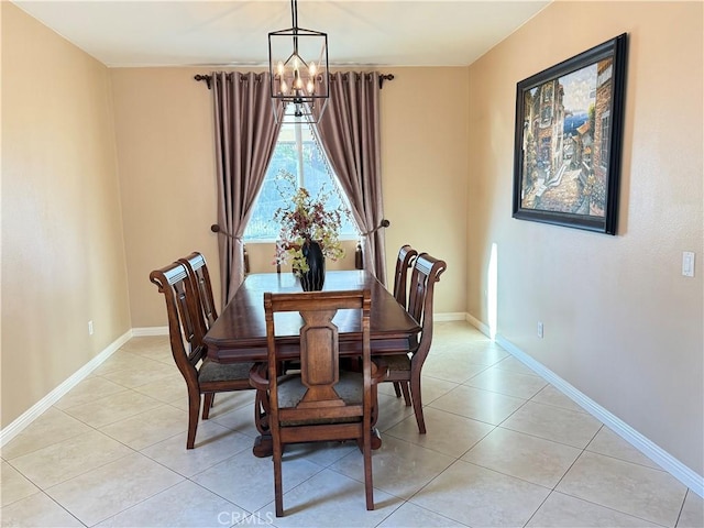 12271 Oldenberg Ct, Rancho Cucamonga, CA 91739 - dining room featuring light tile patterned floors, baseboards, and a chandelier