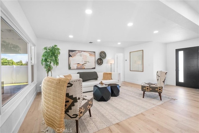 4532 Zella Ln, Yorba Linda, CA 92886 - living room featuring recessed lighting, visible vents, and light wood finished floors