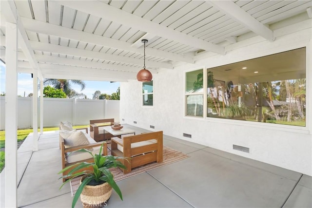 4532 Zella Ln, Yorba Linda, CA 92886 - view of patio featuring fence, an outdoor hangout area, and visible vents