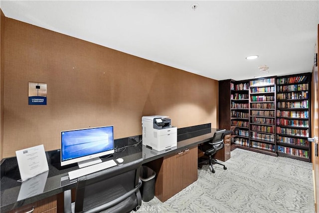 office space with carpet flooring