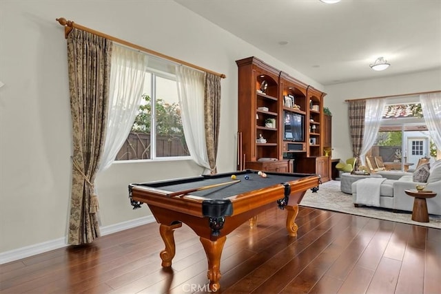 519 S Lucia Ave, Redondo Beach, CA 90277 - game room featuring pool table, baseboards, and wood finished floors