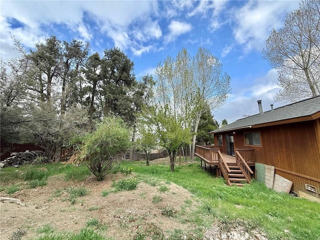 14721 Voltaire Dr, Pine Mountain Club, CA 93225 - view of yard featuring a wooden deck