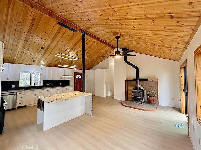 14721 Voltaire Dr, Pine Mountain Club, CA 93225 - kitchen with a sink, wooden ceiling, and light wood-style floors