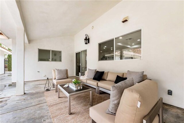 view of patio / terrace featuring visible vents and an outdoor living space