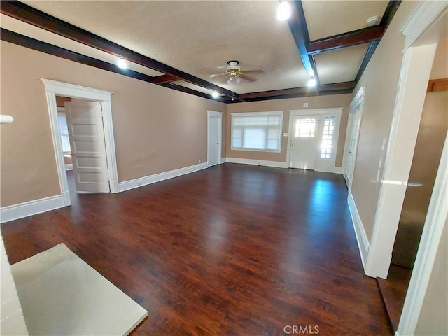 530 S Broadway, Santa Ana, CA 92701 - spare room featuring a ceiling fan, beam ceiling, wood finished floors, baseboards, and a smoke detector
